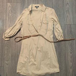 Beige dress with belt